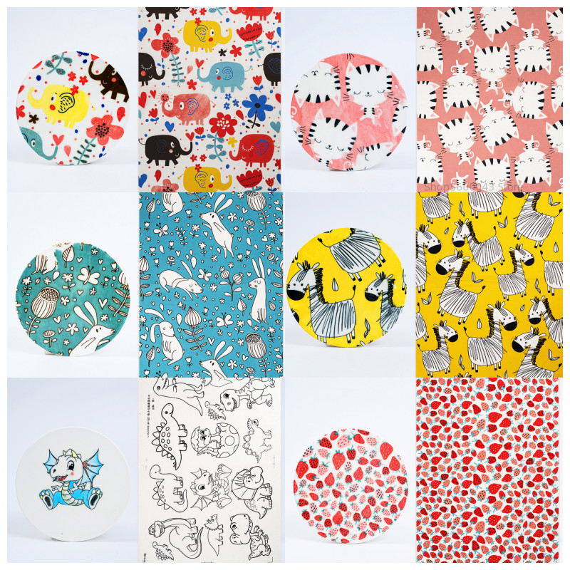 

NEW Cartoon Pottery Clay Transfer Paper Underglaze Colored Flower Paper Animal line Draft High Temperature Easy decal Paper