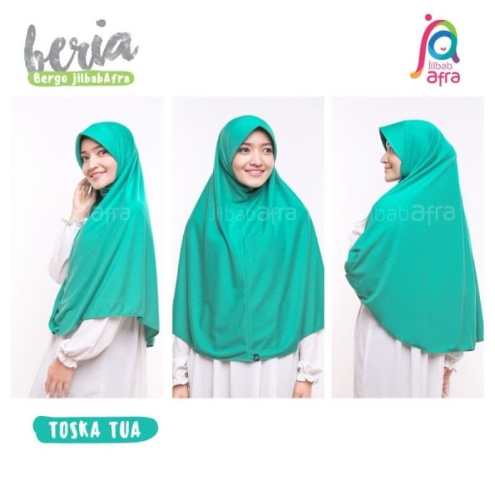 Jilbab Afra Beria Arfa Kerudung Instan Hijab Kaos Pet Bergo Tosca Tua - XS