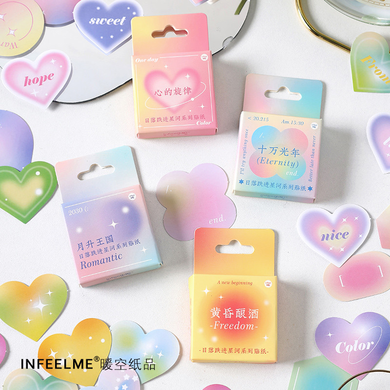 

45 Pcs /Pack Tags Galaxy Series Rainbow Gradient Paper Art Decorative Stickers Life Home Decoration