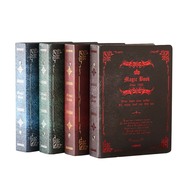 

B5 Detachable Metal Clip Loose Leaf Retro Notebook 100Sheets Hardcover Magic Book Writing Diary Office Conference Study CS-021