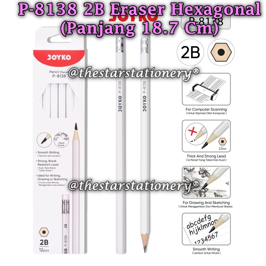 

(1 Pack Isi 12 Pcs) GROSIR Pensil JOYKO P-8138 2B / Pencil Pensil Joyko P-8138 2B (1 Pak Isi 12 Pcs)