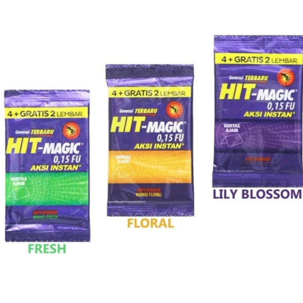 HIT MAGIC KERTAS 4+2 LEMBAR OBAT NYAMUK BAKAR PEMBASMI HAMA SERANGGA FLORAL FRESH LILY BLOSSOM GODRE