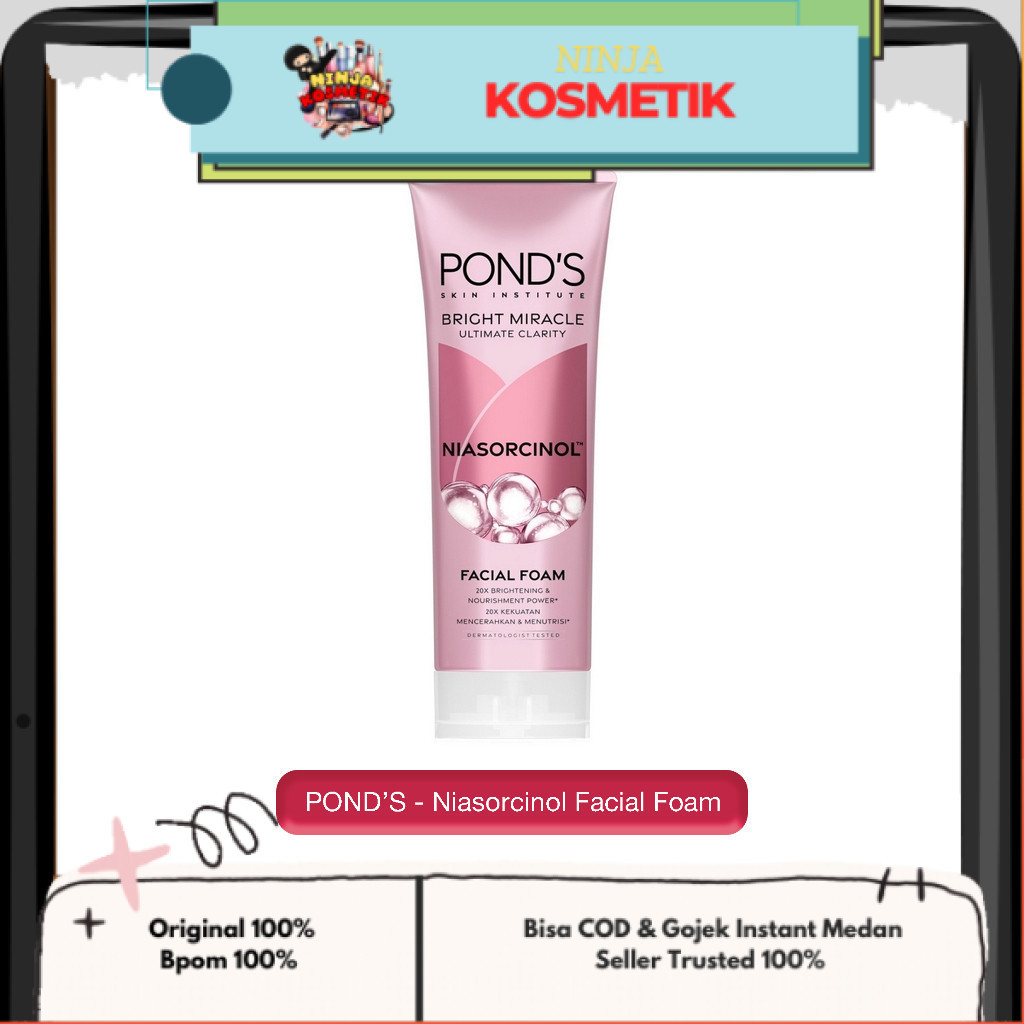 POND'S - BRIGHT MIRACLE ULTIMATE CLARITY NIASORCINOL FACIAL FOAM ( 50 | 100 g ) - Sabun Cuci Muka Pe