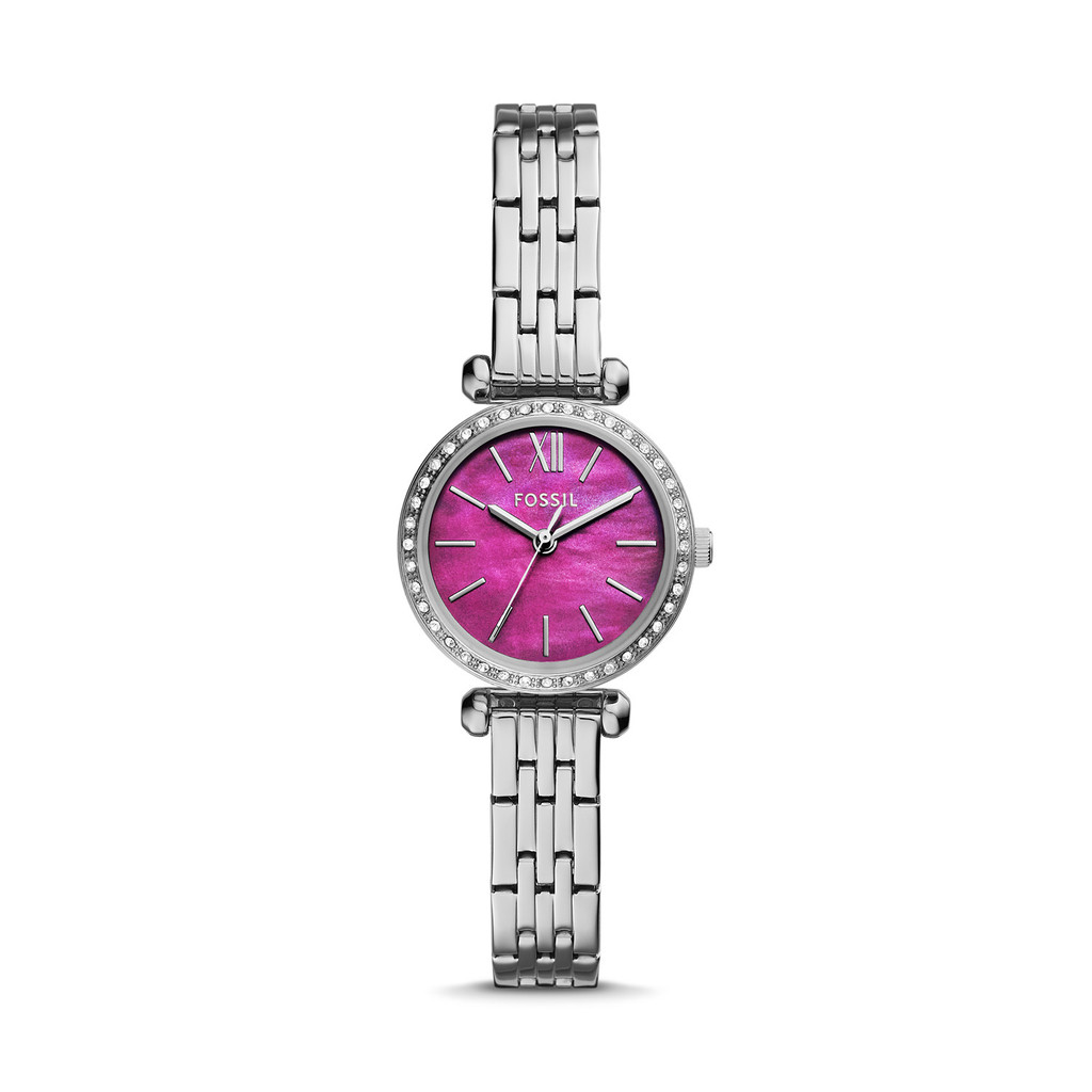 Fossil Tillie Three-Hand Pink Dial Silver Strap Stainless Steel Jam Wanita  - BQ3986