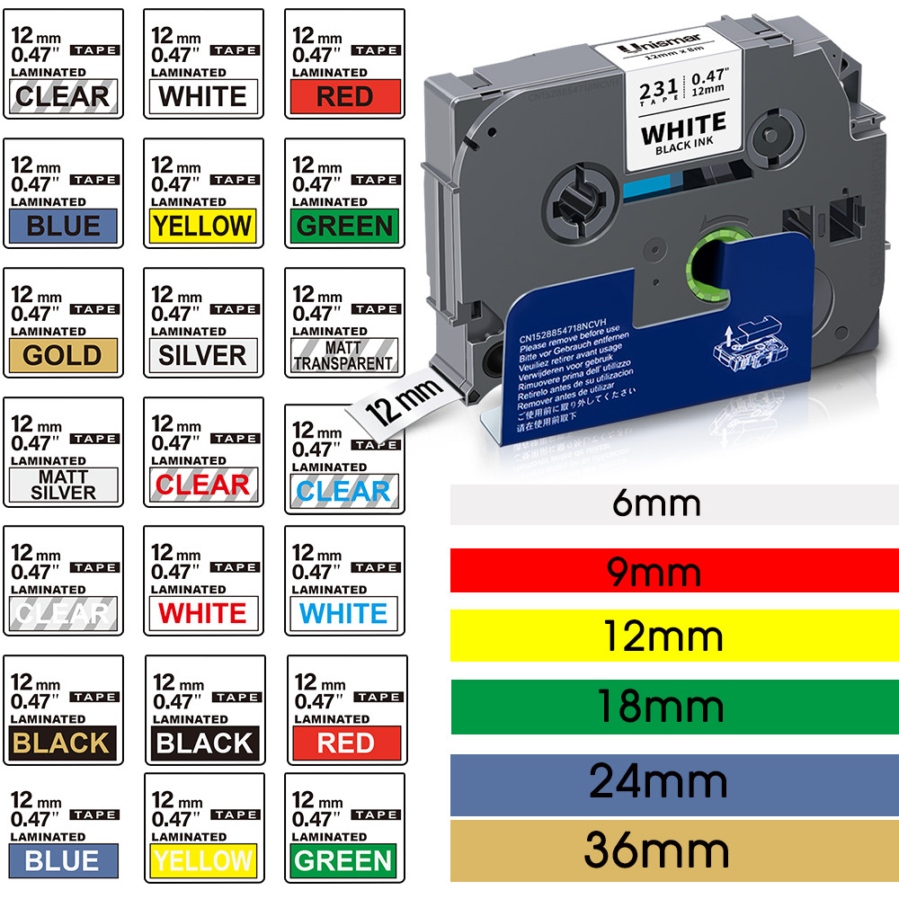 

6/9/12/mm TZe231 Laminated Label for Brother TZe231 TZe221 TZe211 Adhesive Sticker Compatible for Brother P-touch Label Maker