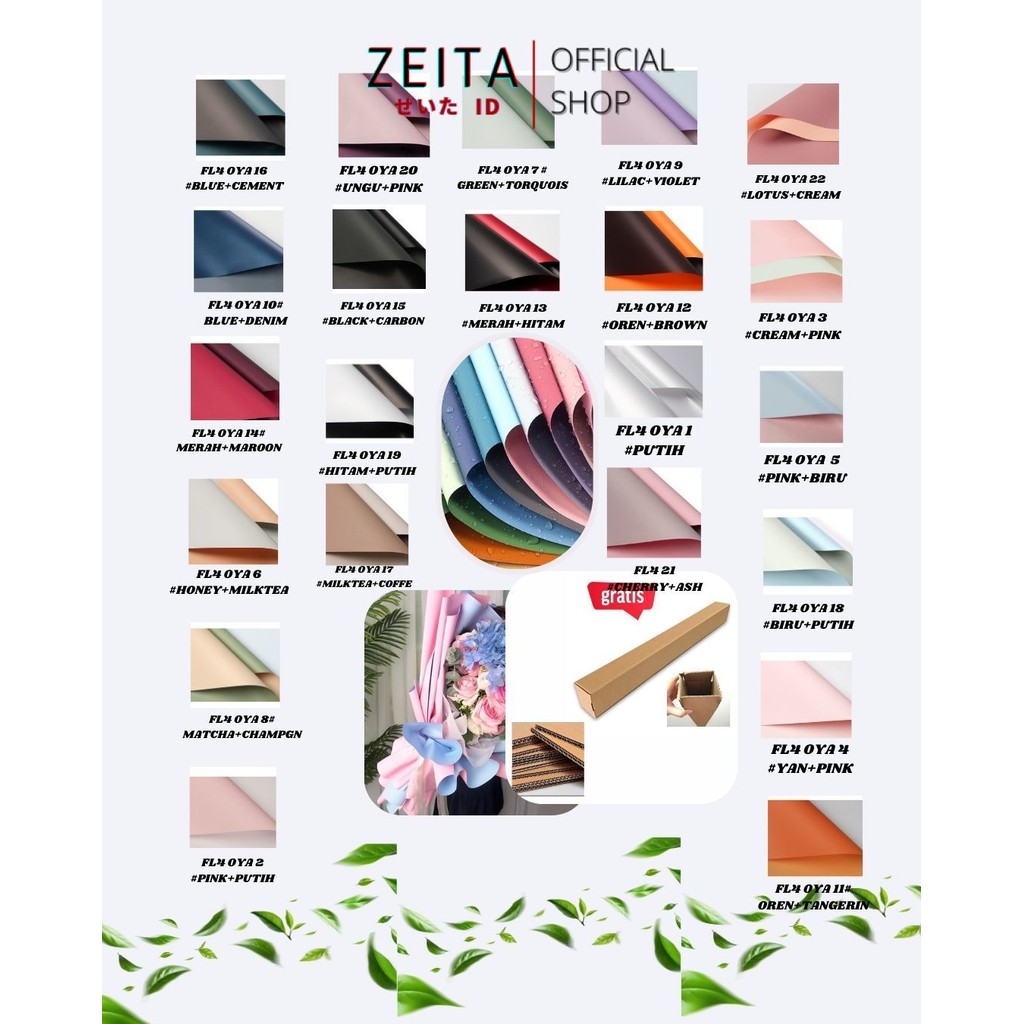 

Zeita - (5 LEMBAR) - FL4 OYA SMALL 38.5*45CM Kertas Bunga Buket Dua Warna Bi Color/Kertas Buket Florist Cellophane