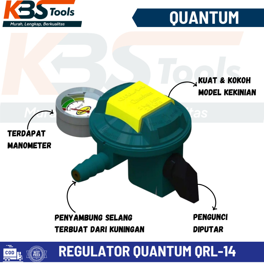 Quantum QRL-14 Regulator Gas LPG Elpiji + Meter QRL 14 SNI
