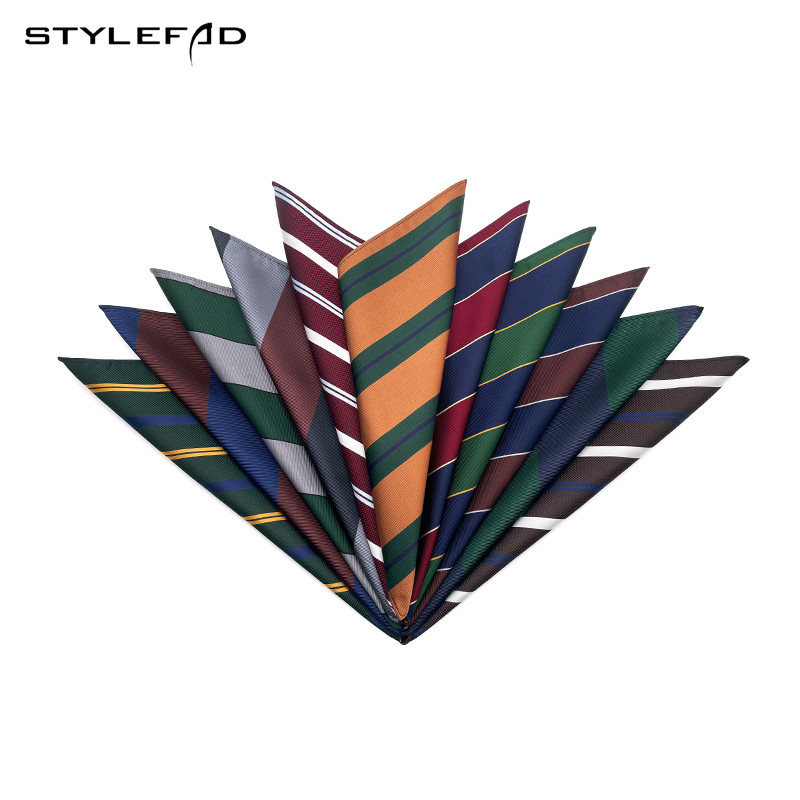 

Suit Pocket Square Korean Style Men's Business Formal Striped Square Scarf Banquet British Men's Clothing Accessories BrownChest