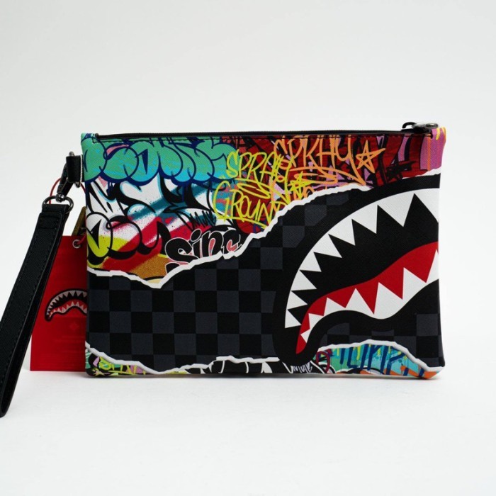 Sprayground Pull Away Clutch Bag Black Multi