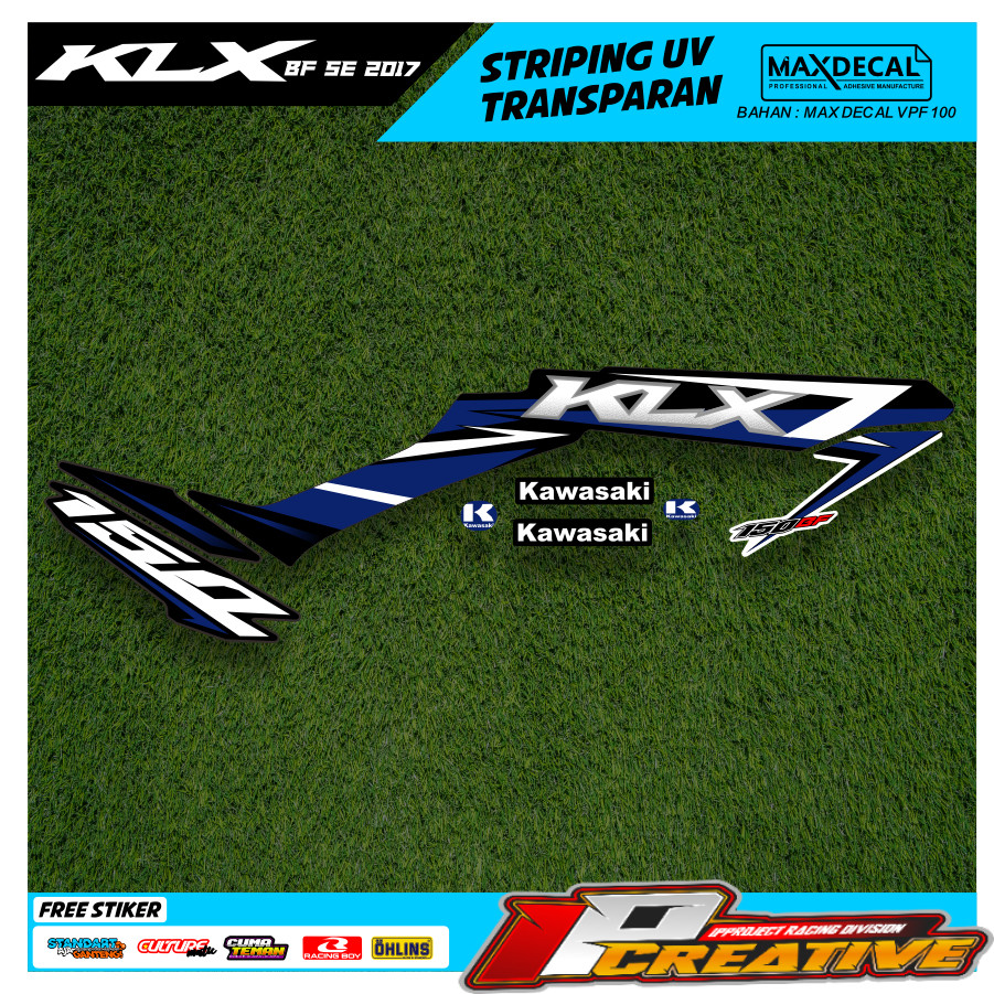 striping lis klx bf extrime 2016 biru putih original stripping klx bf g vinil transprant max decal