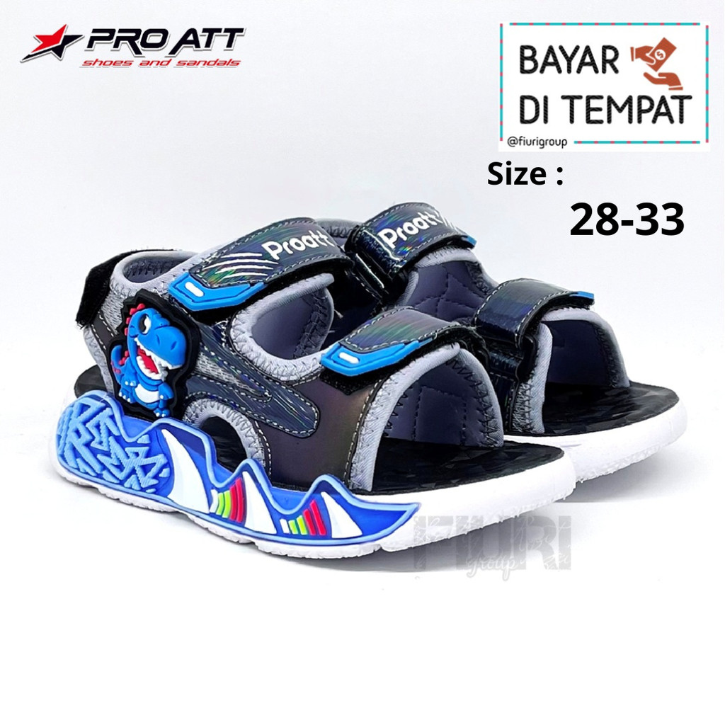 FIURI - PRO ATT ORIGINAL - DIM 202 PEREKAT 28-33 ABU BIRU - SEPATU SANDAL KANVAS SOL KARET ANAK KECI