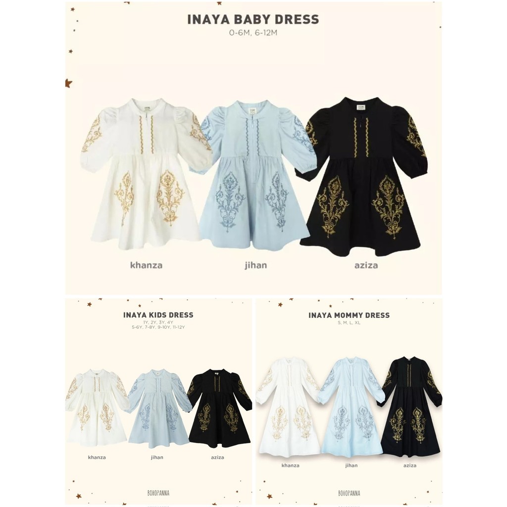 BOHOPANNA - INAYA BABY SET - INAYA KIDS - INAYA MOMMY - GAMIS BAYI - GAMIS ANAK - GAMIS IBU - SETELA