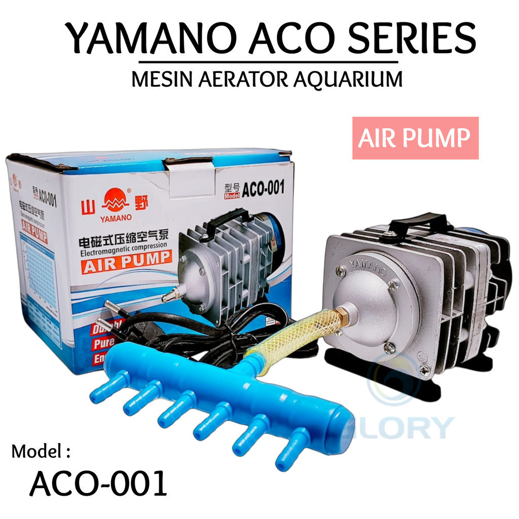 Yamano Aco 001 Aerator Udara Air Pump 25 Watt Lubang 6 Buat Kolam Aquarium Ikan Koi dan Lainya Super