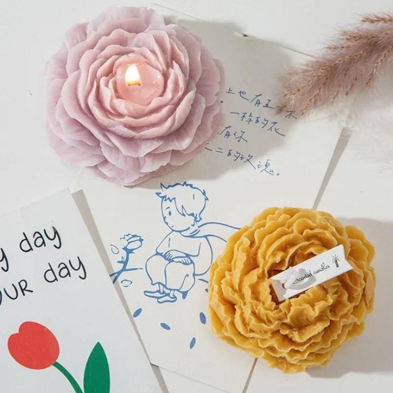 

3D Peony Silicone Candle Mold DIY Gypsum Epoxy Resin Handmade Soap Mold Flower Turned Sugar Cake Baking Making Tool Pendant