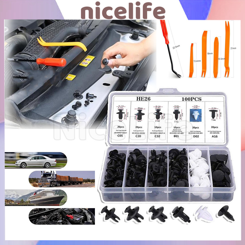 【100PCS】Baut Rivet Mobil / Universal Baut Universal Mobil Baut Plastik Mobil Baut Mobil Plastik