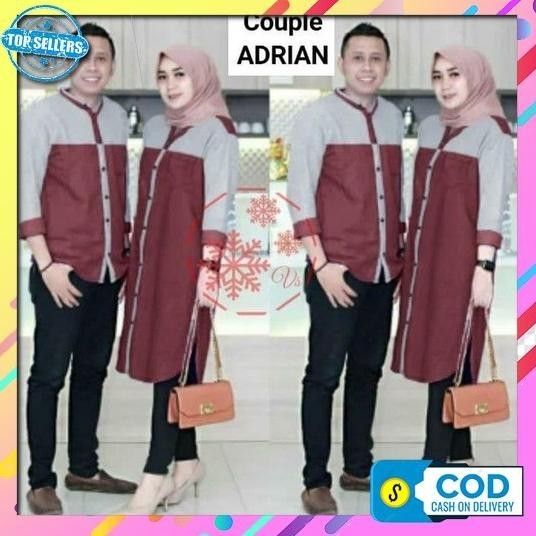New Baju Gamis Couple Muslim Pasangan Cuple Kapelan Keluarga Suami - MARUN, L/XL
