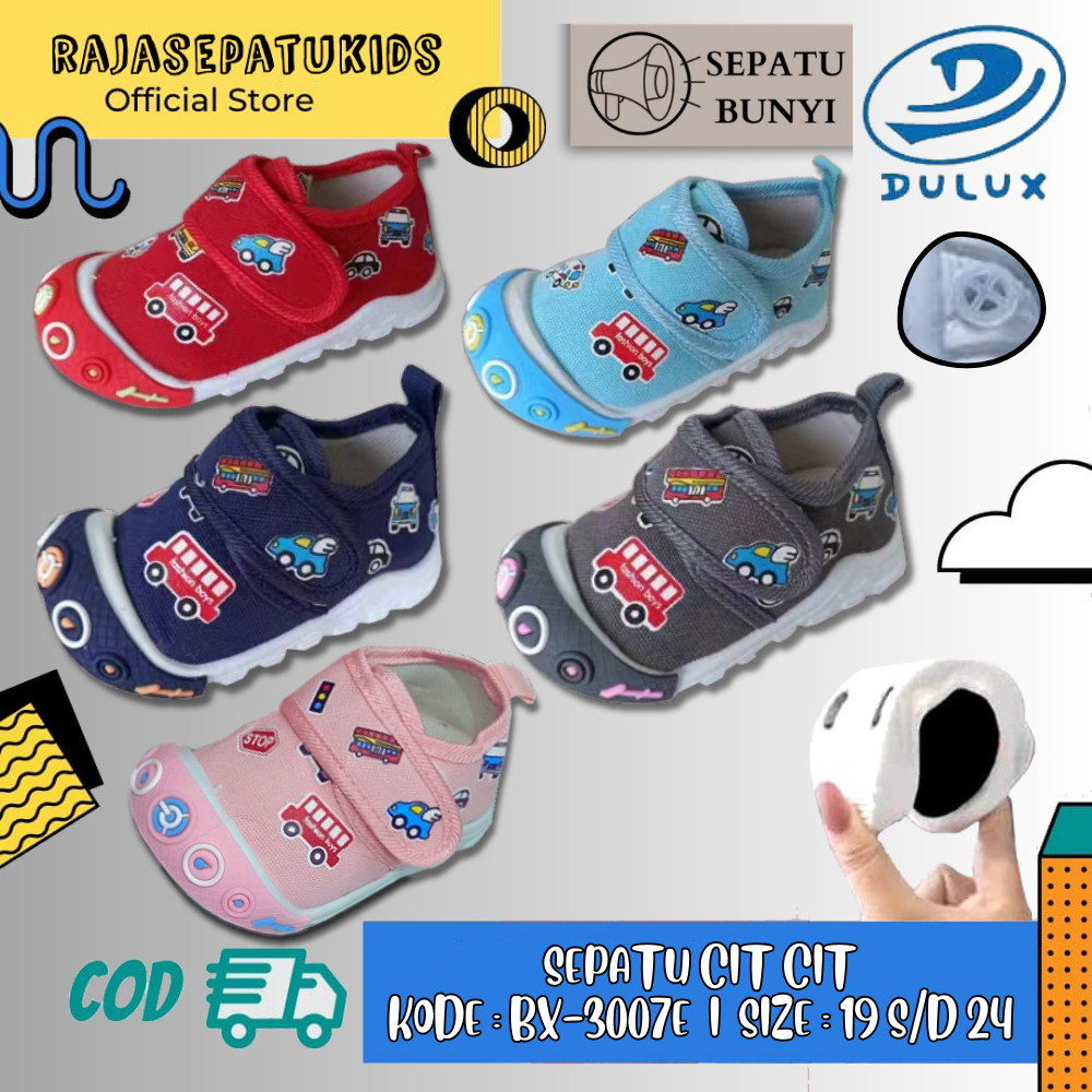 (COD) Sepatu Anak DULUX BX-3007E Unisex Mobil BUS Suara CIT-CIT / Sepatu Anak Mobil BUS Anak Suara C