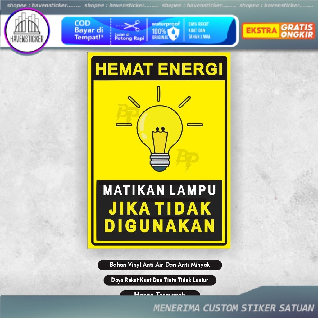 

Sticker Matikan Lampu - Sticker Harap Matikan Lampu - Sticker Hemat Energi - Sticker Hemat Listrik - Sticker Matikan Lampu Jika Tidak Digunakan