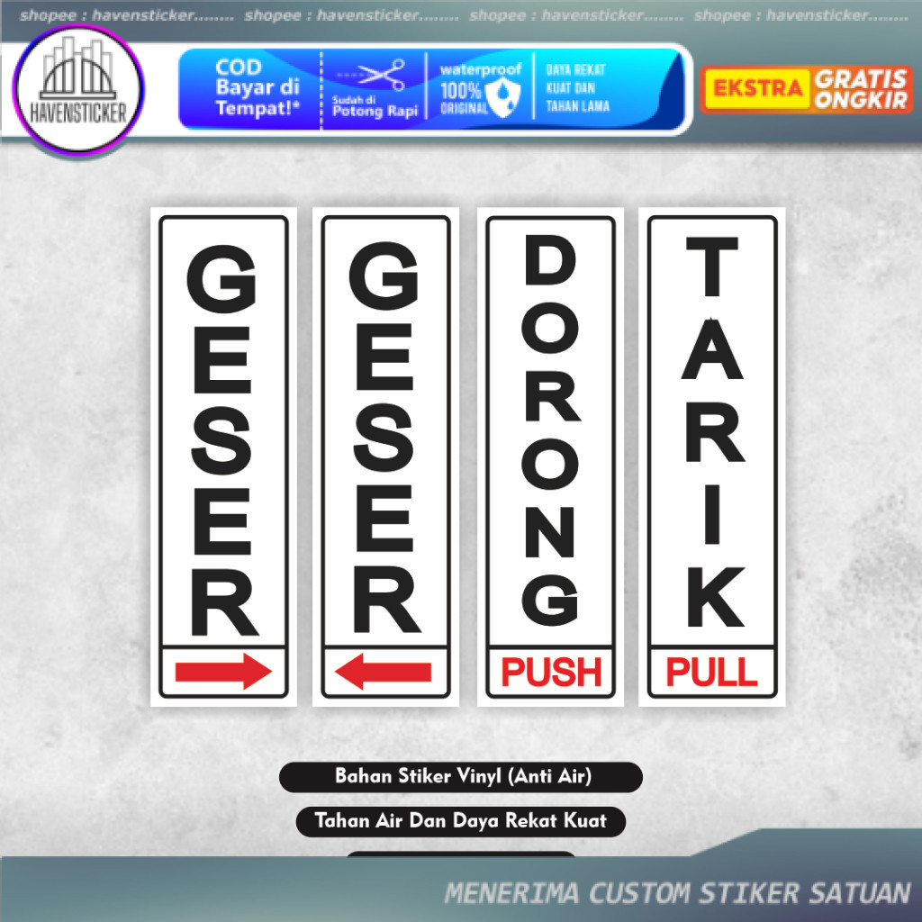 

Sign Label Sticker Pintu Tarik Dorong - Stiker Pintu Push Pull - Sticker Pintu - stiker dorong - stiker tarik - stiker push - stiker pull