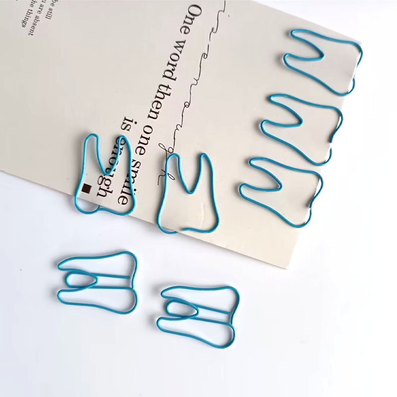 

Blue Teeth Paper Clips Bookmark Cute Pin Office Supplies Tooth Shape paperclips fun paperclips assorted size paperclips colored