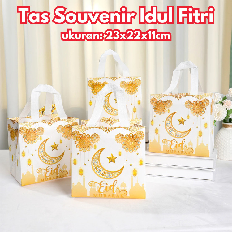 

SBT Totebag Idul Fitri Tas Spunbond 23x22x11cm Souvenir Hampers Goodie Bag Giftbag Bahan Kain Tebal Tidak Mudah Sobek / Keranjang Souvenir Lebaran Idul Fitri Ramadhan Kareem
