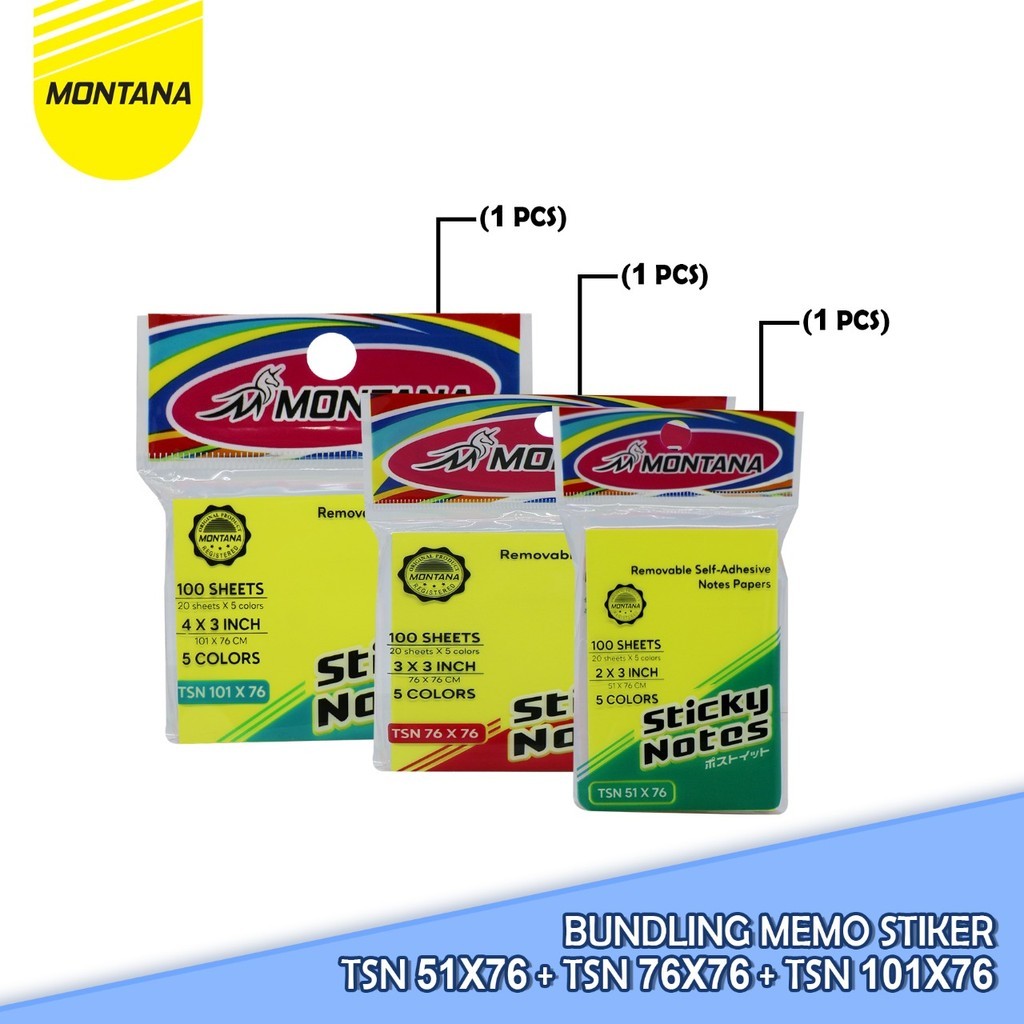 

Montana Bundling!!! 3Pcs Memo Sticker Montana / Sticky Note / 3 Size