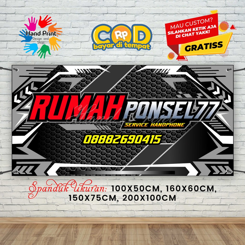 Cetak Spanduk Banner Service HP Abu-Abu MMT Spanduk Custom 200x100