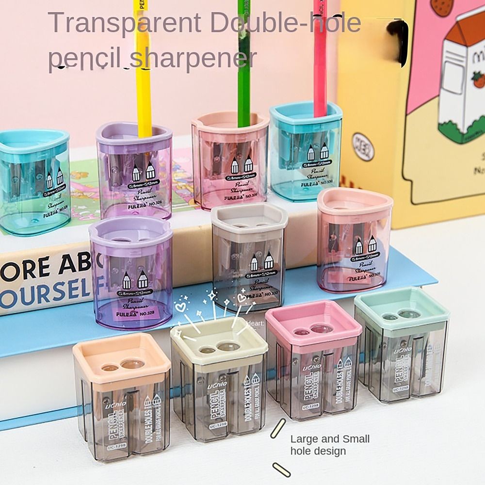 

Random Color Pencil Sharpener Double Hole Triangles Hexagons Circles Squares Pencil Shavings School Supplies Mechanical Tool