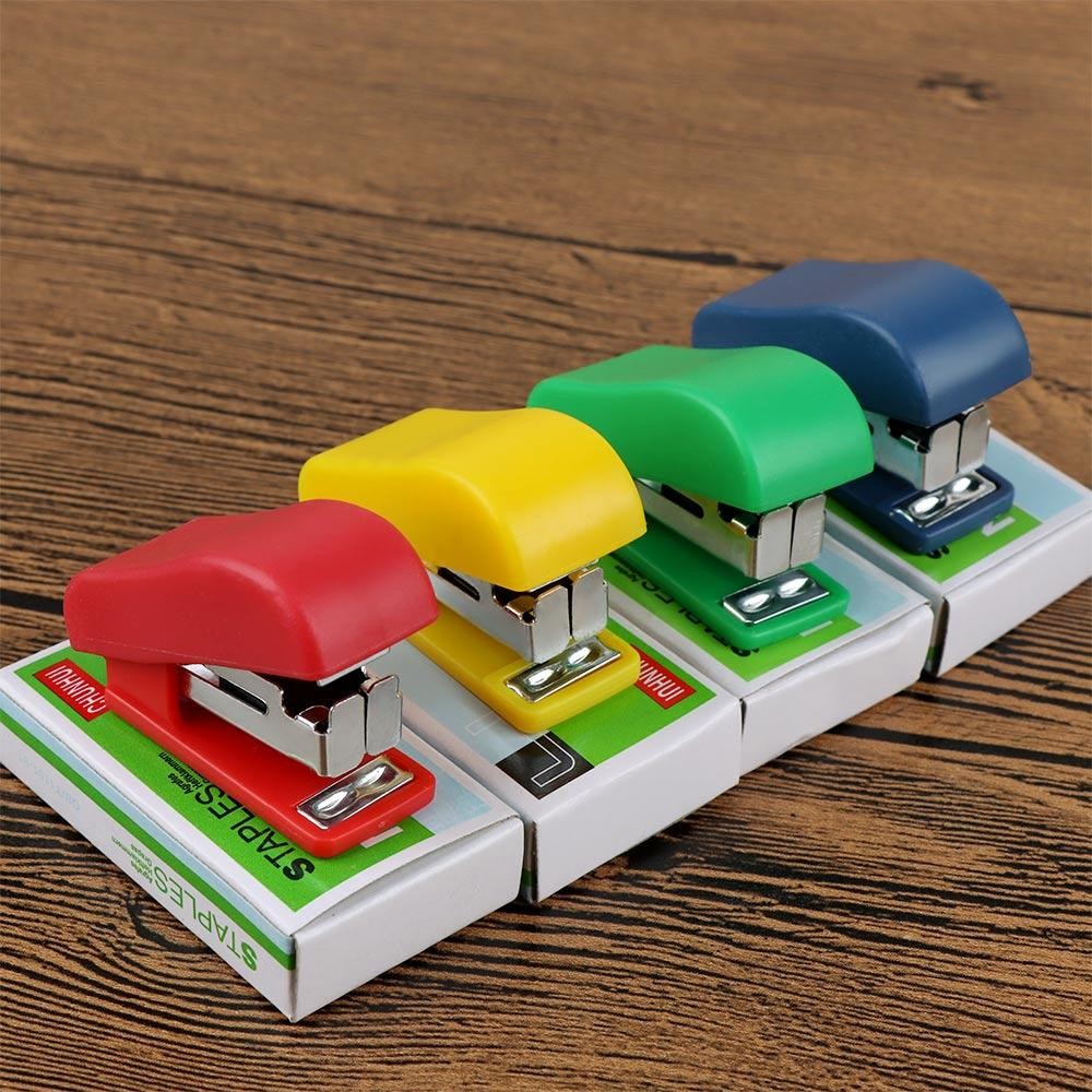 

1 Set Mini Metal Paper Binding Stapler Portable Colorful Student Paper Finisher School Teacher Binding Accessories