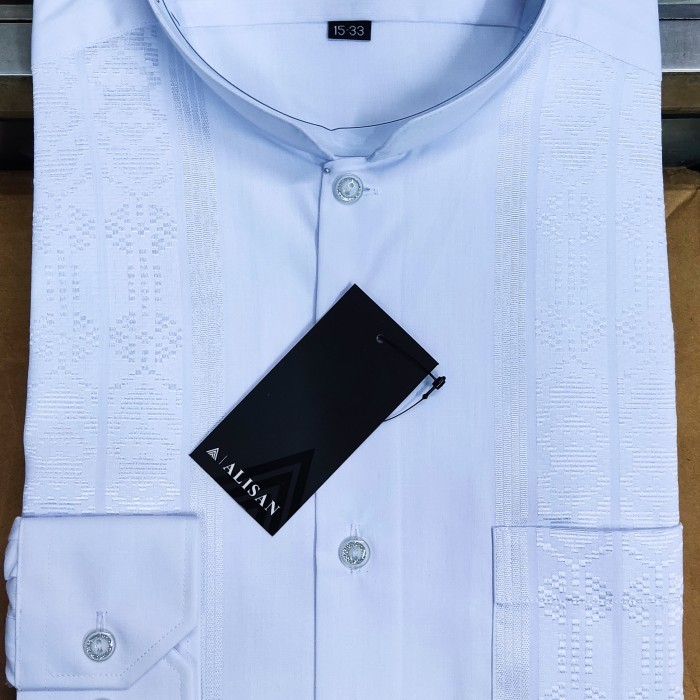 baju koko lengan panjang pria Alisan - Putih, M hot