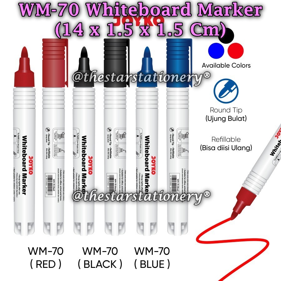 

(1 Biji) Spidol Whiteboard JOYKO WM-70 / Spidol Papan Tulis Dapat Dihapus Joyko WM-70 WM 70 (1 Biji)