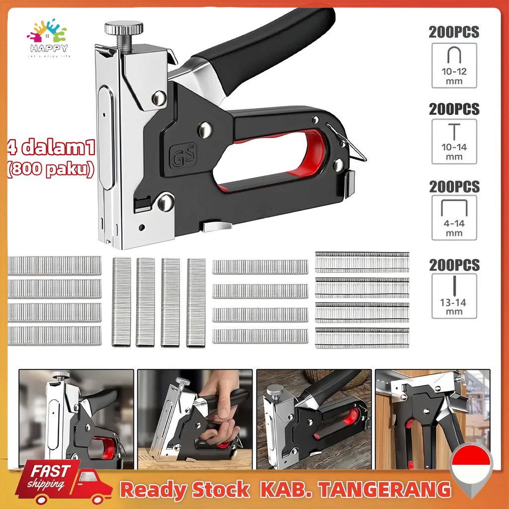 

Staples Tembak/Staple Gun 4 in 1 / Bisa 4 Jenis Staples / FREE 800 PAKU / Heavy Duty