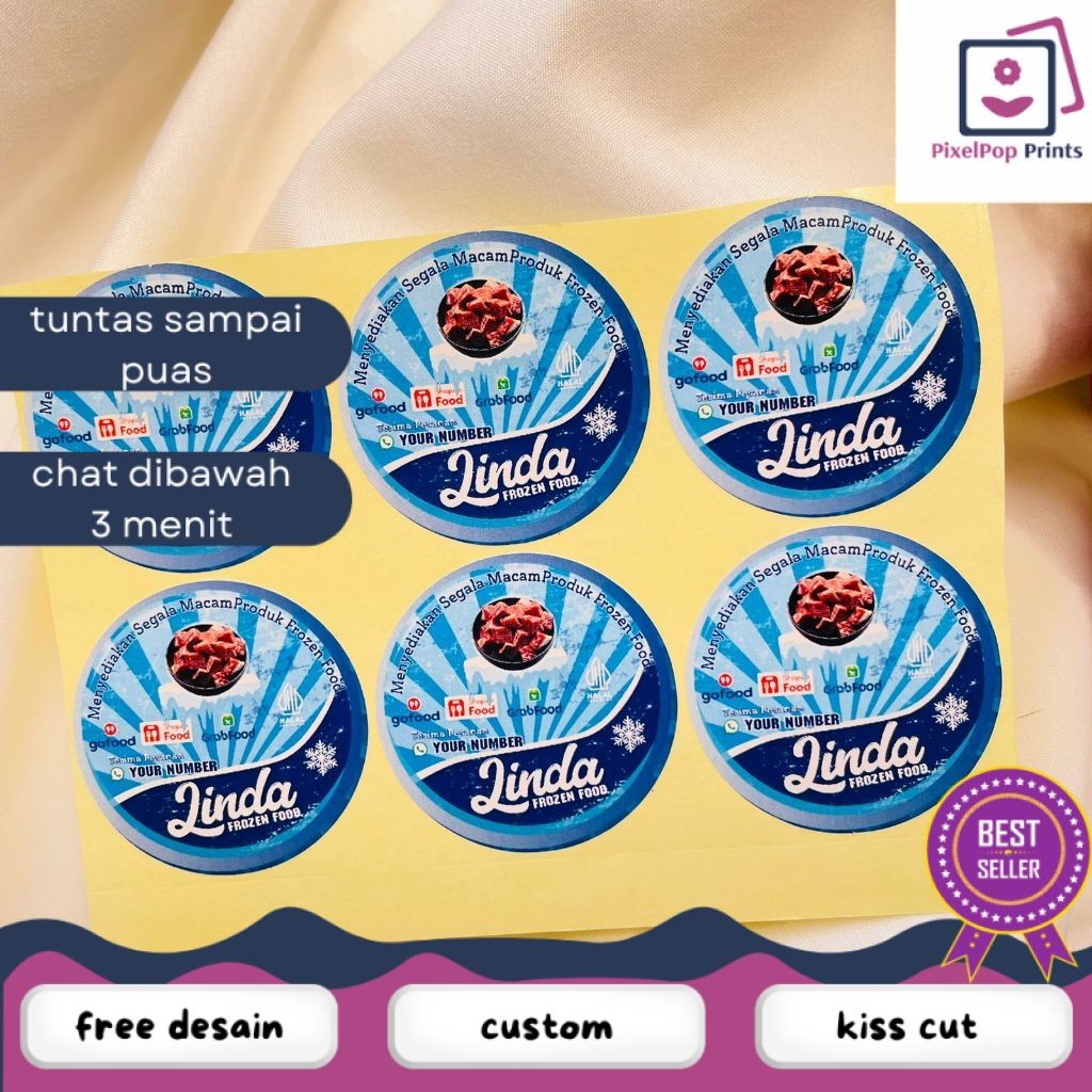 

Opikapip 9-15 Sticker Cetak Label Frozen Food Makanan Beku Bulat Chromo Stiker Custom Nama Brand