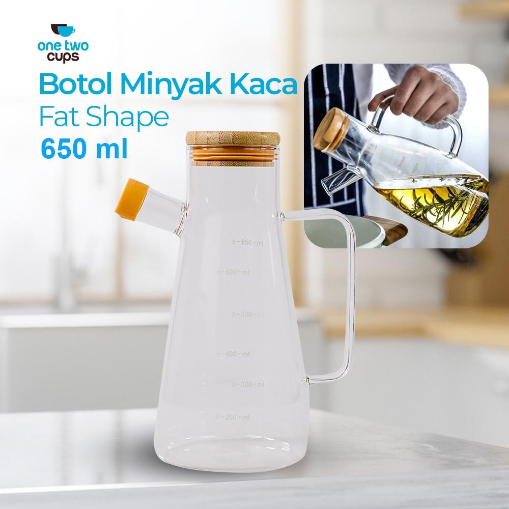 One Two Cups Botol Minyak Kaca Glass Oil Bottle Heat Resistant - KG75 Alat Dapur Kayu Perlengkapan S