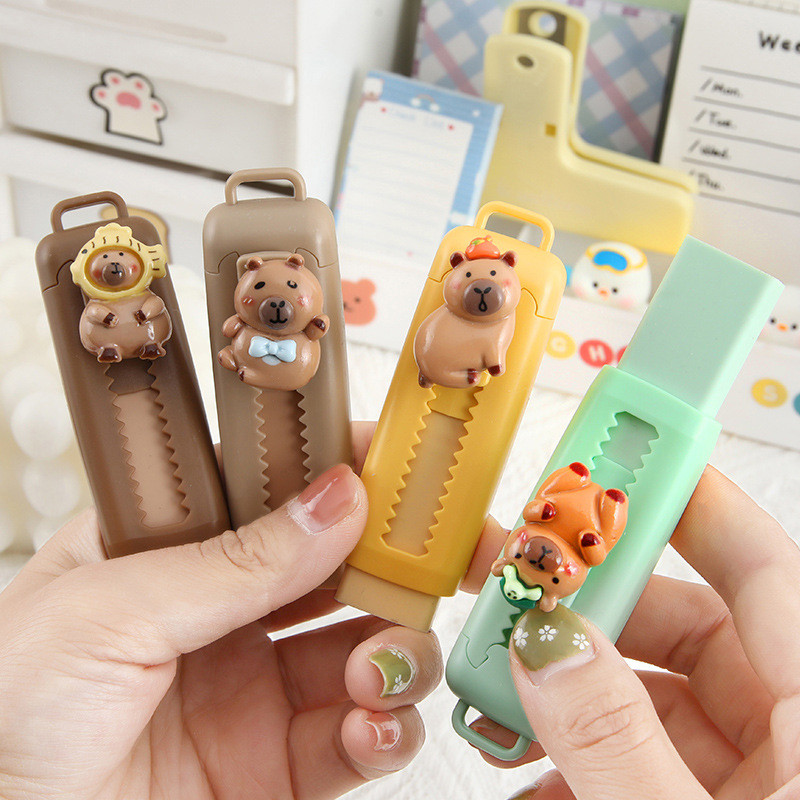 

Kawaii Aesthetic Stationery Office Supplies Cute Creative Capybara Push Pull Eraser Funny Portable Traceless Wiping Rubber