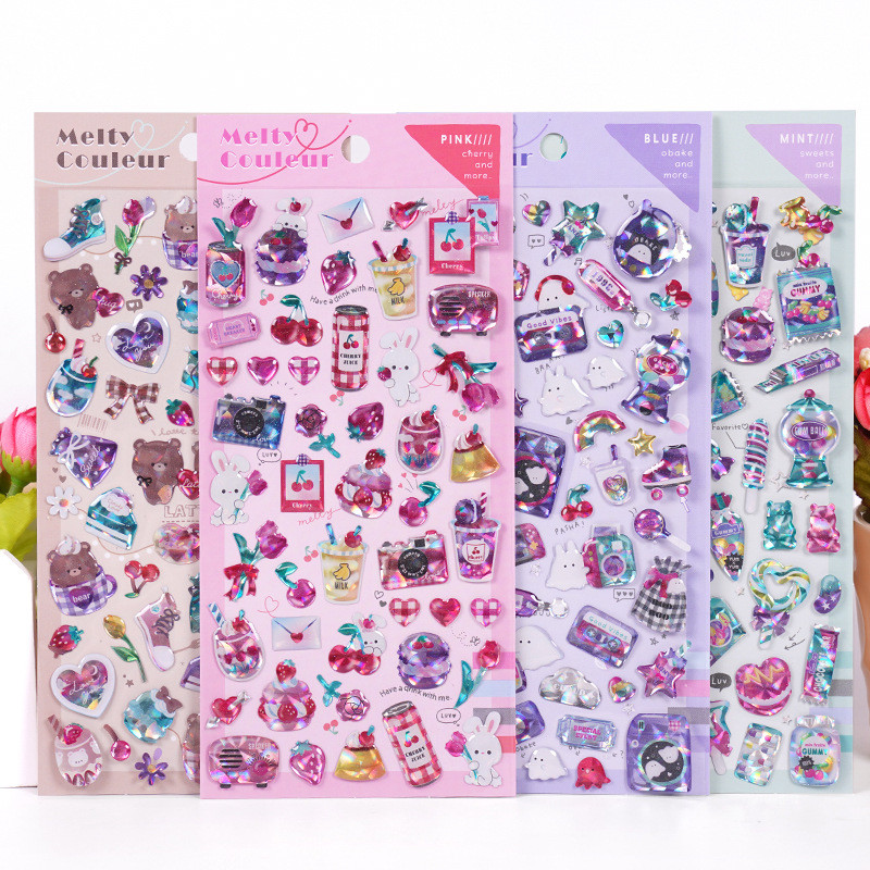 

1 pc Kawaii Glittering Crystal Little INS Stickers Scrapbooking Diy Journal Stationery Aesthetic Sticker Gift Accessories Prizes