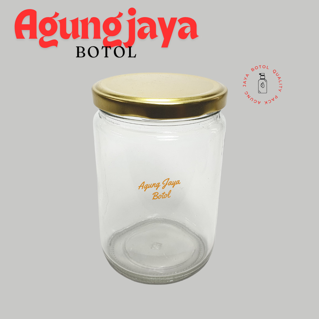 Jar Kaca 500 Ml Round Clear / Jar Kaca / Toples Kaca / Jar Madu / Jar Selai / Jar 500 Ml