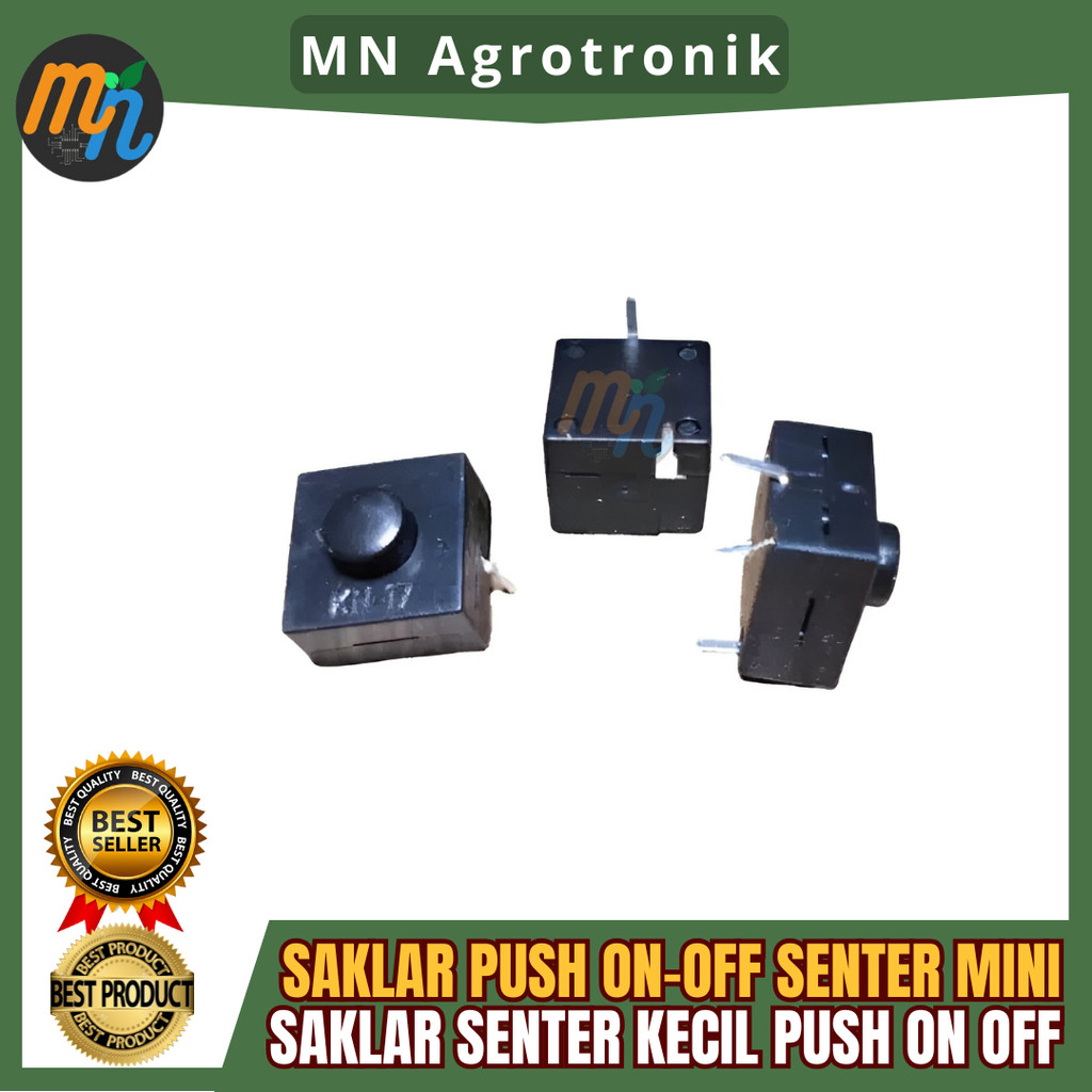 SAKLAR PUSH ON-OFF SENTER PERSEGI MINI - SAKLAR SENTER KECIL ON OFF