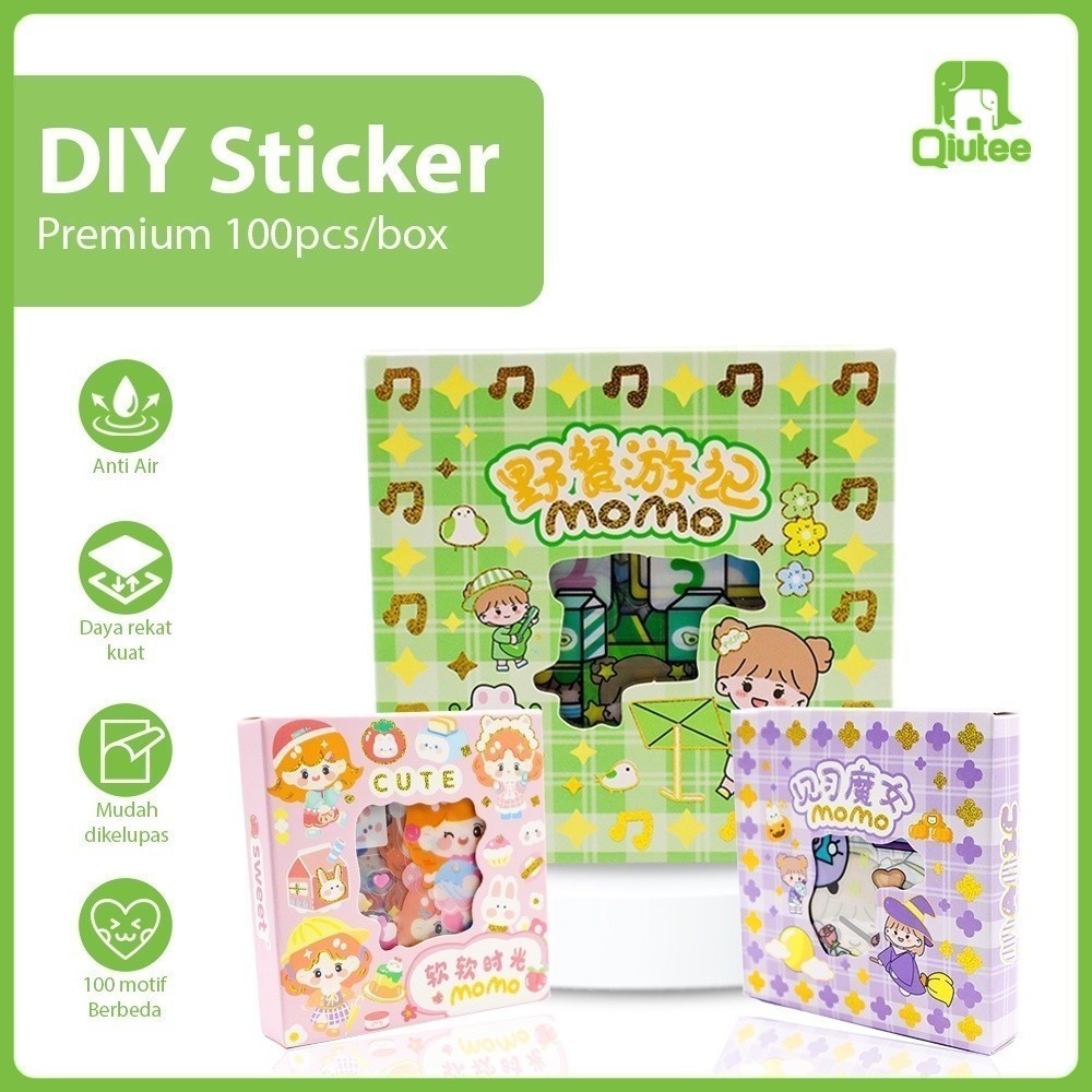

Sticker Premium Waterproof Books Sticker MOMO Edition 100sheets/Box [TERLARIS]