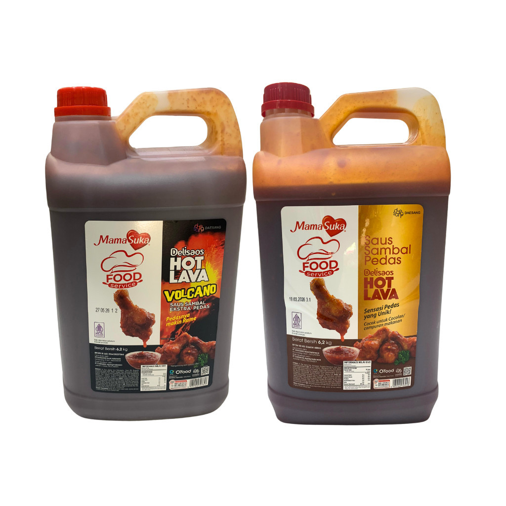 

MamaSuka Delisaos Hot Lava Volcano Sauce Halal Kemasan Jerigen Resto 6.2Kg