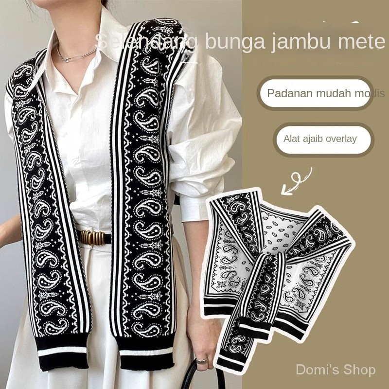 2025 Selendang Baru Pakaian Luar Rompi Wanita Gaya Korea Kemeja Rajut Bahu Kerah Palsu