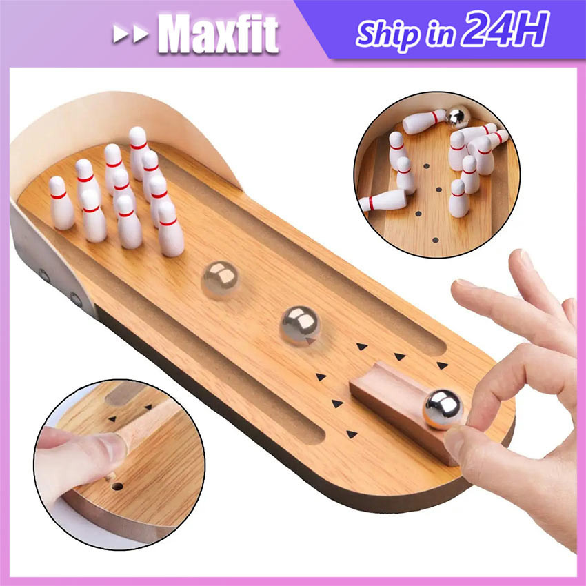 Mainan Bowling Mini Kayu Bowling Board / Mainan Bowling Anak / Mainan Keluarga Seru / Mainan Edukasi