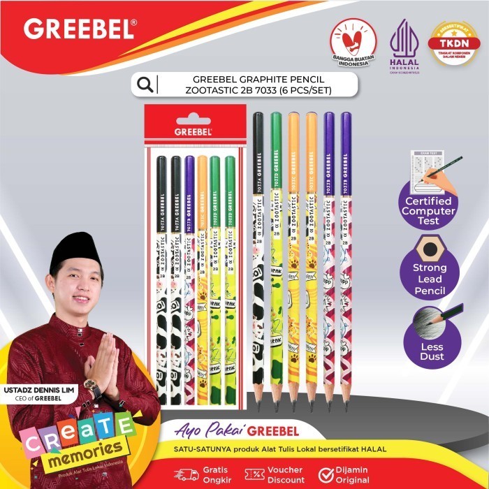 

GREEBEL PENCIL 2B 7033 ZOOTASTIC / Pensil Kayu Graphite Ujian & Gambar - 6 PCS