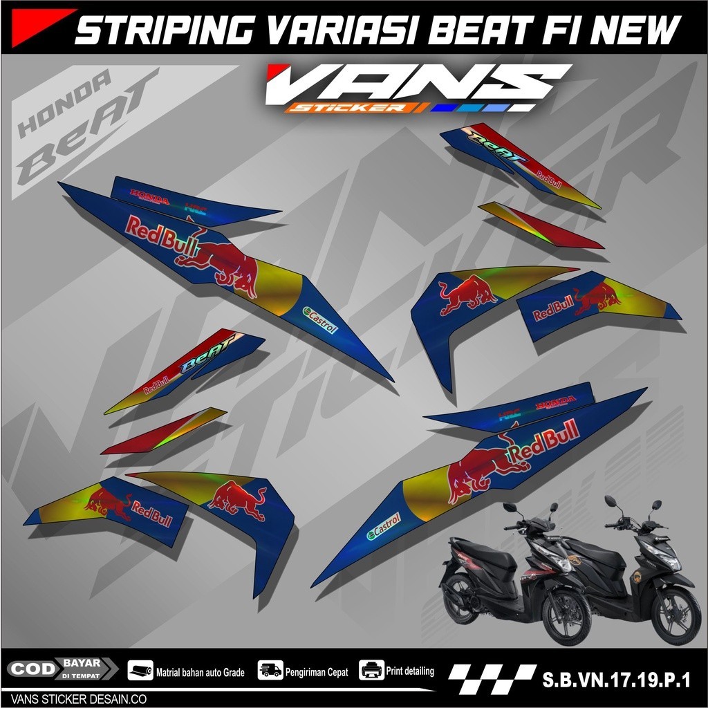 Striping BEAT FI Esp,Beat Street,Beat Fi New 2016 2017 2018 2019 Bahan Hologram Pelangi,Chrome-Stick