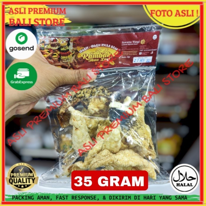 

OLEH OLEH MAKANAN CEMILAN CAMILAN SNACK KULINER KHAS ASLI ORI ORIGINAL BALI KERIPIK KRIPIK RAMBAK KULIT IKAN LAUT 35 GRAM GR