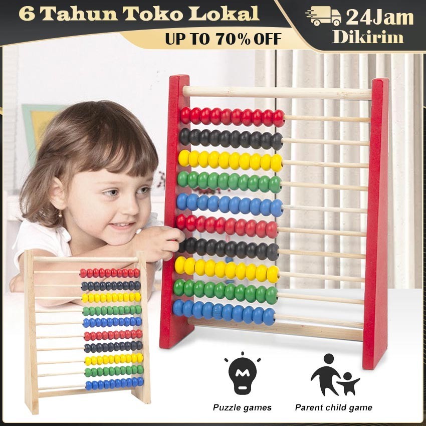 Papan Sempoa Kayu / Alat Peraga Matematika Konter / Alat Peraga Aritmatika Sekolah Dasar / Mainan Aritmatika Sekolah Dasar