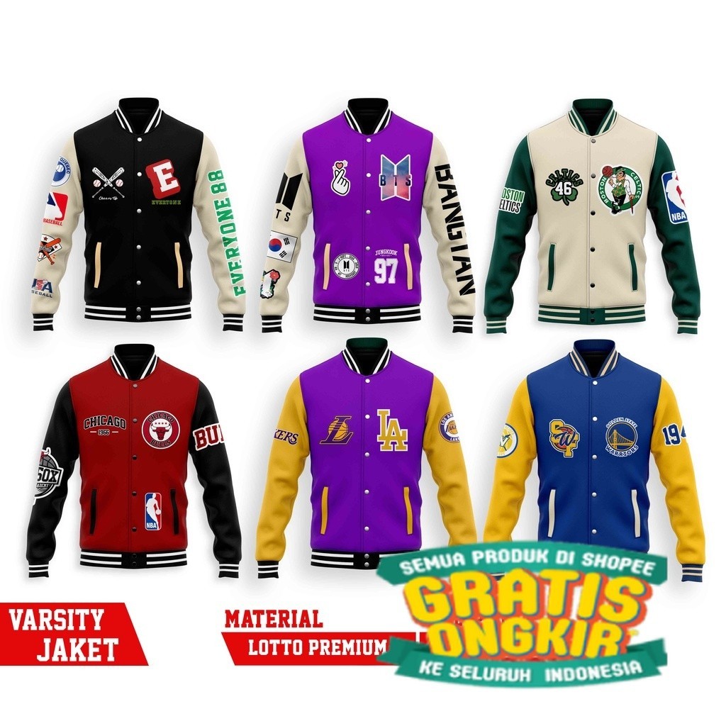 JAKET VARSITY MLB & NBA Everyone  TEAM Baseball BTS KOREA ALL SERIES/ Best seller