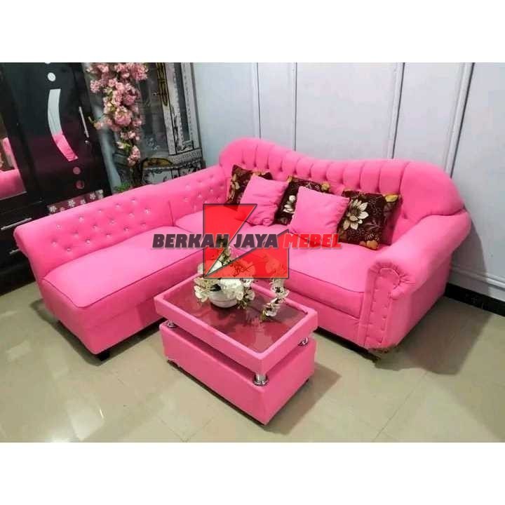 (COD) (COD) Sofa L kupu kupu sofa minimalis harga pabrik sofa warna pink
