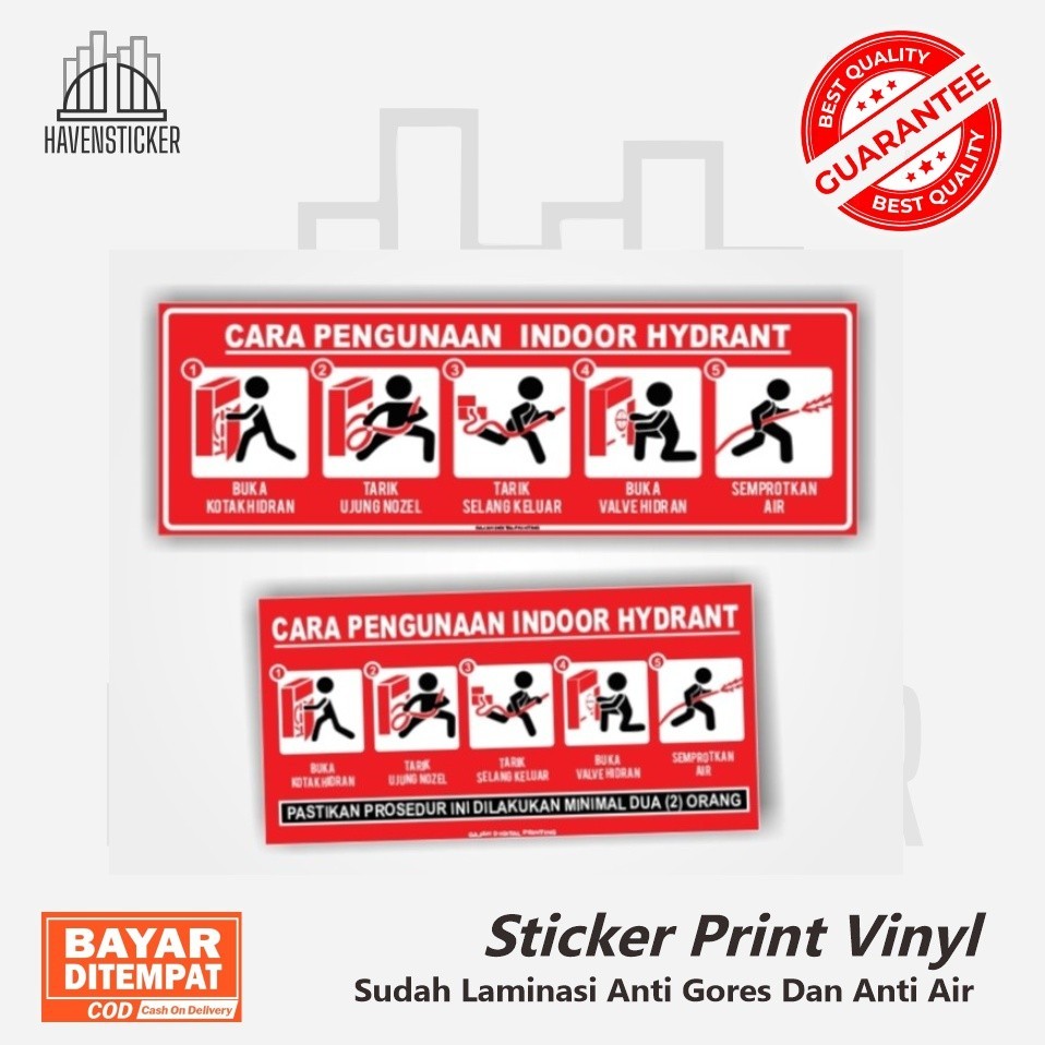 

Stiker print cara penggunaan Hydrant Indoor laminasi glossy