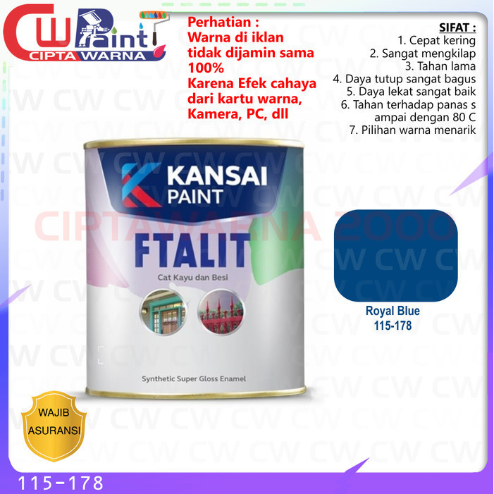 Kansai Cat Minyak Besi dan Kayu Ftalit KF - 178 Royal Blue Biru 1 kg